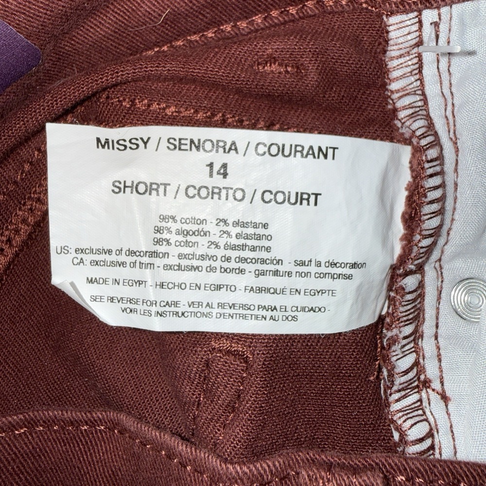 Gloria Vanderbilt Amanda Jeans Womens 14 Short Maroon Burgundy Tapered High Rise - Picture 3 of 8